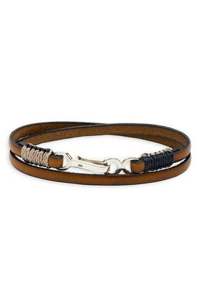 Caputo & Co. Mens Euro Leather Double Wrap Bracelet in Taupe at Nordstrom