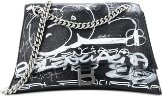 Balenciaga Graffiti Crush Chain Flap Bag Leather Medium shoulder bag - Zwart