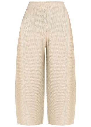 Pleats Please Issey Miyake Pleated Wide-leg Woven Trousers - Beige - 3