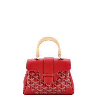 Goyard Saigon Top Handle Bag Coated Canvas with Leather Mini