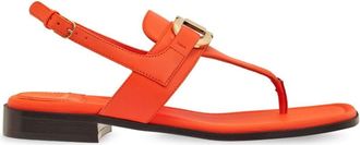 Ferragamo Gancini leather flat sandals - women - CALFSKIN/Lamb Skin - 8.5C - Orange