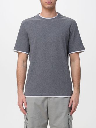 Brunello Cucinelli T-shirt a girocollo con contrasti in cotone Brunello Cucinelli