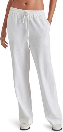 Steve Madden Venetia Linen Blend Drawstring Pants in White at Nordstrom, Size Large