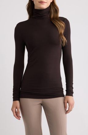 Anne Klein Turtleneck Seamless Top in Deep Mahogany at Nordstrom, Size Xx-Small