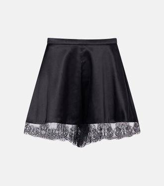 Nina Ricci Lace-trimmed silk-blend satin shorts