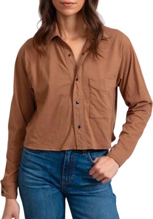 ASKK NY Cropped Button Up Shirt In Tan