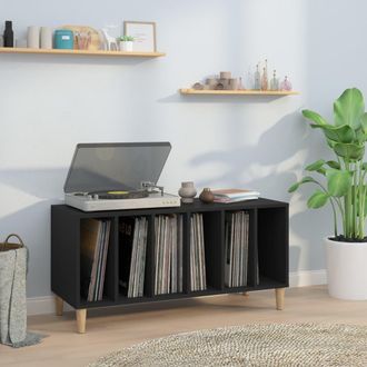 vidaXL Vidaxl - Mueble Para Discos Madera Contrachapada Negro 100x38x48 Cm