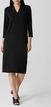 Eileen Fisher Jersey Sheath Midi Dress in Black at Nordstrom, Size Large P