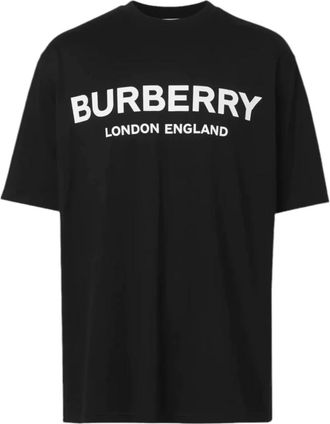 Burberry T-Shirts, male, Black, L, London Letchford Printed T-Shirt in Black