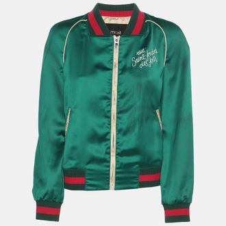 Maje Green Nylon Zip-Front Jacket