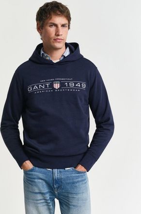 GANT Mens Pullover Hoodie in Navy Cotton - Size X-Large