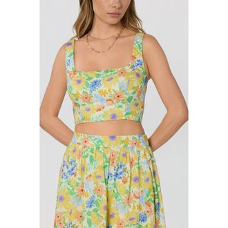 ASTR the Label Jolie Floral Crop Top in Yellow Multi Floral at Nordstrom, Size X-Small