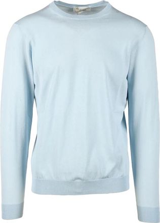 FILIPPO DE LAURENTIIS Katoenen Stijlvolle Maglia Shirt - Heren - Ronde hals truien - Blauw - L - Katoen - Truien & Vesten