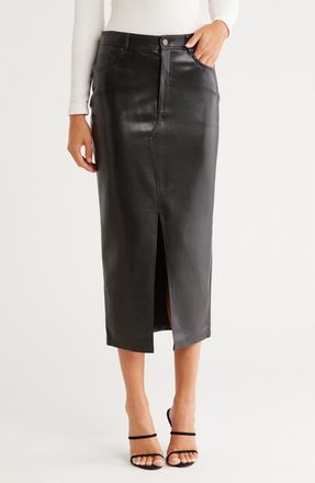 Cinq &agrave; Sept Tana Faux Leather Midi Skirt in Black at Nordstrom Rack, Size 10