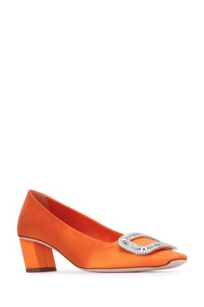 Roger Vivier Womens Belle Vivier Buckle Strass T45 Aranciochiaro Vi Se Tex Scarpe Con Tacco High Heel Shoes