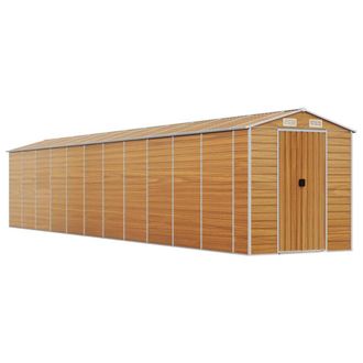 Berkfield Home Garden Shed Light Brown 191x980x198 cm Galvanised Steel | Size: 191 x 980 x 198 cm