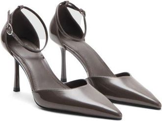 Mango Pointed Toe Ankle Strap Pump in Dark Heather Grey at Nordstrom, Size 7.5Us