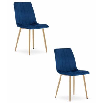 OEM Silla Lava - Terciopelo Azul Marino / Patas Color Madera X 2