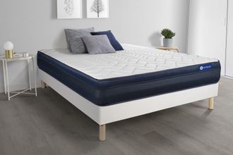 Actisom Somier blanco + colch&oacute;n con l&aacute;tex y espuma viscoel&aacute;stica 120 x 195