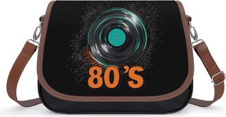 Generic Vintage 80s Crossbody Bag Womens Handbag PU Message Bags Shoulder Purse with Adjustable Strap