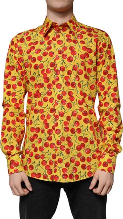 Dolce & Gabbana Mens Yellow Cherry Cotton Martini Dress Shirt