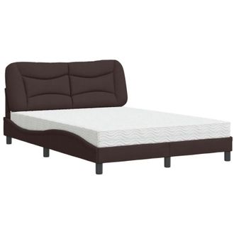 vidaXL Vidaxl - Cama Con Colch&oacute;n Tela Marr&oacute;n Oscuro 140x190 Cm