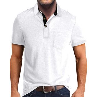 Generic Mens Polos,Men Zipped Polo Shirts Long Sleeve for Men UK 4XL T Large White Short Slim Fit Tops and T-Shirts |