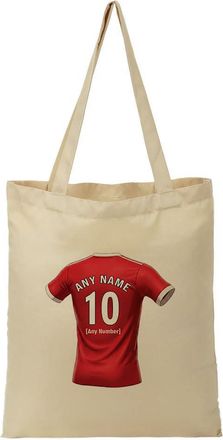 Unigift Personalised Gift - Wrecsam Fan Tote Shopping Bag (Red Football Jersey Design) Custom Name - North Wales LL11 Club
