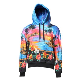 Dolce & Gabbana Hoodies, male, Multicolor, XL, Multicolor Print Hooded Sweatshirt Jumper