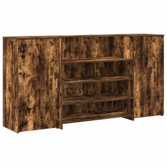 Berkfield Home Reception Desk Smoked Oak 200x50x103.5 cm Engineered Wood in Brown