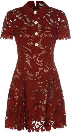 Self Portrait Burgundy Lace Mini Dress
