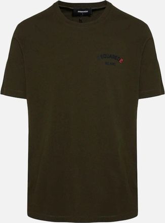 Dsquared2 Mens Dsquared2 Regular Fit Rubber Logo Military Green T-Shirt - Black - Size: 36