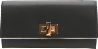 Fendi Beige Khaki Leather Long Wallet (Bi-Fold) (Pre-Owned)