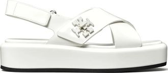 Tory Burch 40mm T-Lock platform sandals - women - Nappa Leather/Leather/Polyethylene vinyl acetate (PEVA) - 6.5 - White