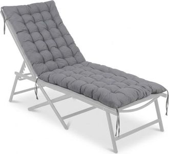 Relaxdays Relaxdays bench cushion, 180x70 cm, padded, quilted, with ties, outdoor, for garden benches & pallets, grey