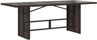 vidaXL Vidaxl - Mesa De Jard&iacute;n Superficie De Vidrio Rat&aacute;n Pe Marr&oacute;n 190x80x74cm