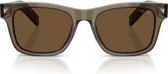 Prada 55mm Rectangular Sunglasses in Transparent Terra/dark Brown at Nordstrom