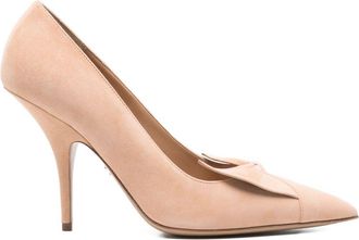 Ferragamo 100mm Gwen Pointed-Toe Bow Pumps - Womens - Calf Leather/Calf Suede