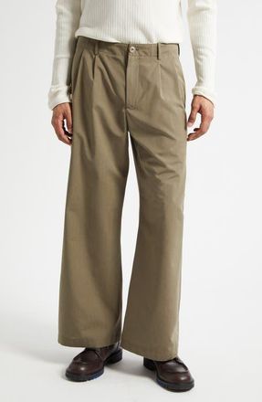 Our Legacy Bridge Pleated Vigin Wool & Cotton Chinos in Dry Leaf Balance Woolcot at Nordstrom, Size 32 Us