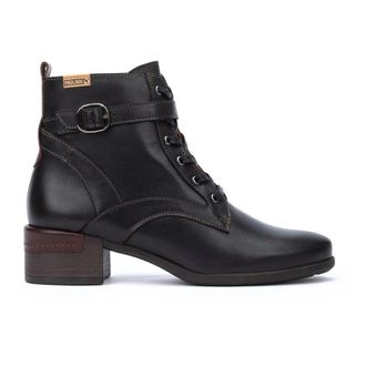 Pikolinos Zwarte enkellaars voor dames - Dames - Veterlaarzen - Zwart - 41 EU - Leer - Schoenen
