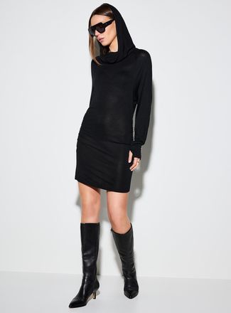 Icone Womens Bardot collar gathered waist minidress