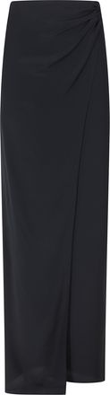 Andamane Black Phoebe Draped Side-Slit Acetate-Blend Maxi Skirt