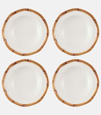 Les-Ottomans Bamboo set of 4 ceramic soup plates