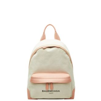 Balenciaga Pink White Canvas Leather Backpack (Pre-Owned)