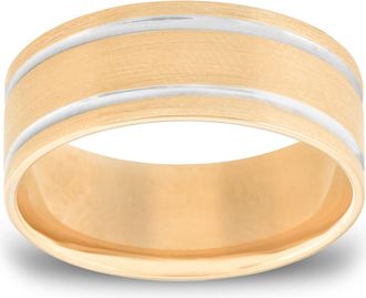 Pompeii3 Mens 8mm Two Tone Comfort Fit Wedding Band Ring