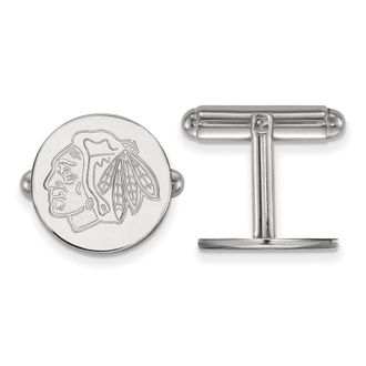 Diamond2Deal Sterling Silver Rhodium-plated Chicago Blackhawks Cuff Links
