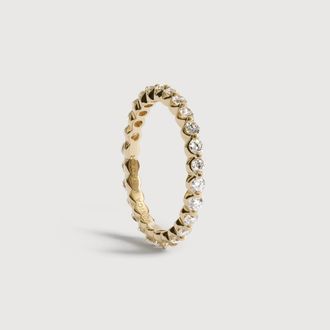 Monica Vinader Gold 2mm Bar Set Diamond Eternity Ring Lab Grown Diamond