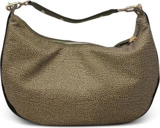 Borbonese Hobo Tas - Dames - Schoudertassen - Groen - ONE Size - Leer - Tassen