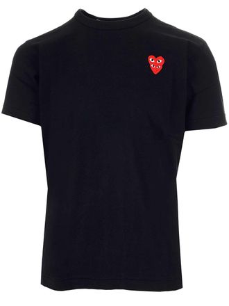 Comme Des Garçons Double Red Hearts T-Shirt Black