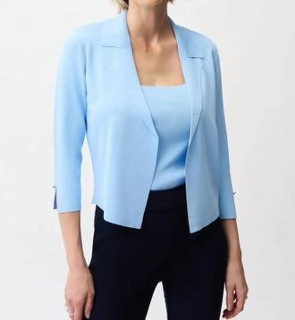 Joseph Ribkoff Open Front 3/4 Sleeves Cardigan In Sky Blue